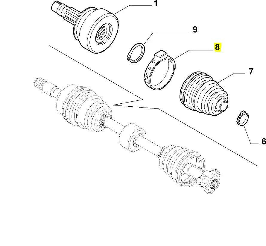 Genuine Abarth 500 Clip, Inner Drive Shaft Boot / CV Joint