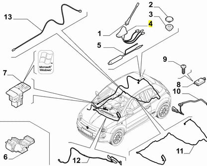 Genuine Abarth 500 Aerial Base - 2012 Onwards Vehicles