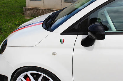 White Carbon Fibre Fender Shield Emblem w/ Italia Flag - Carbon Fibre