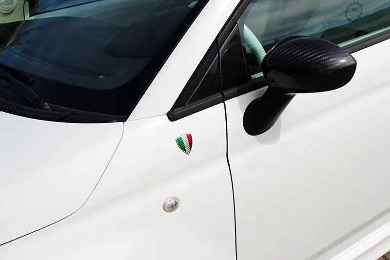 White Carbon Fibre Fender Shield Emblem w/ Italia Flag - Carbon Fibre