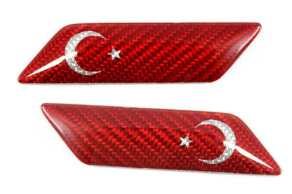 Carbon Fibre Fender Emblem w/ Choice of Flag - Carbon Fibre - Abarth Tuning