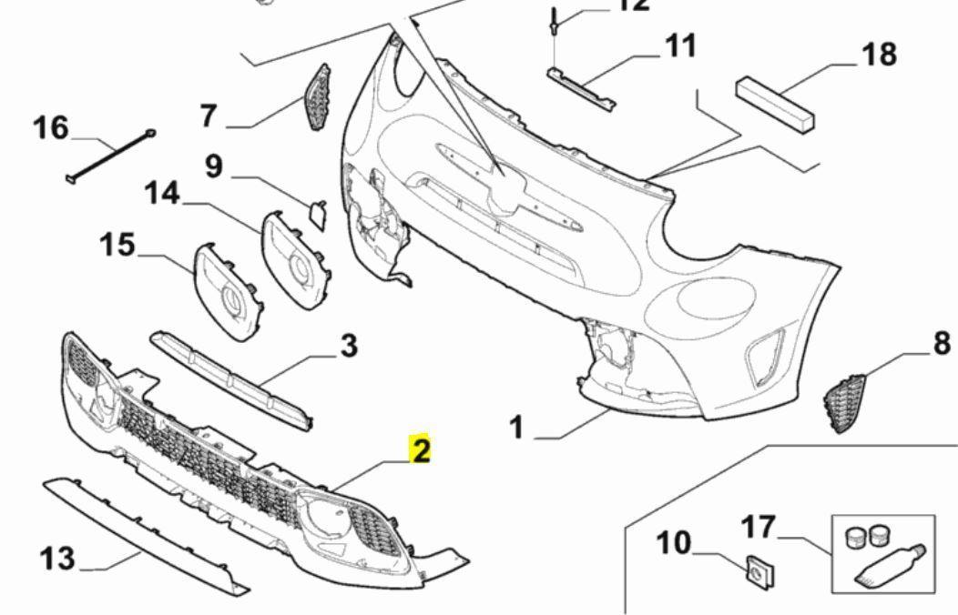 Genuine Abarth Grille, Front Bumper - 500 Abarth 2016- - 735644001 – Abarth  Tuning